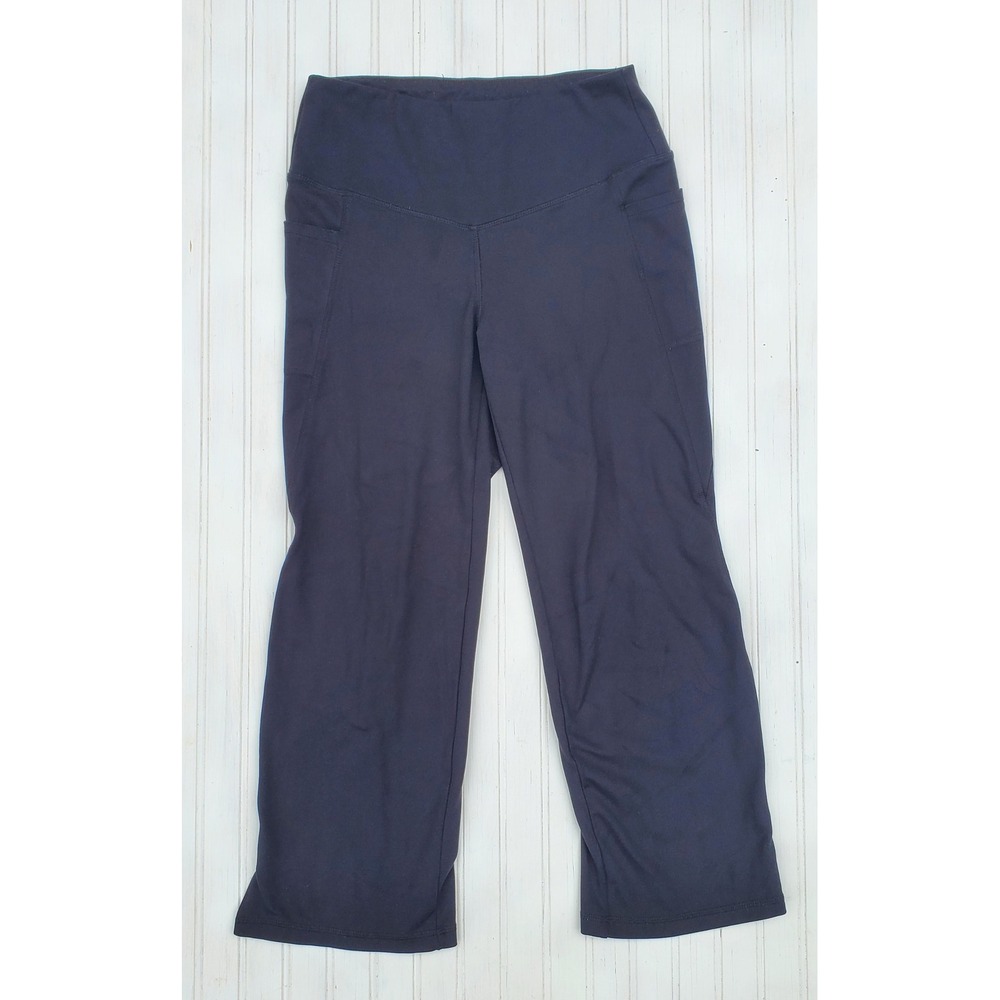 Jockey Womens Black High Rise Straight Leg Activewear Pants Pockets Size M